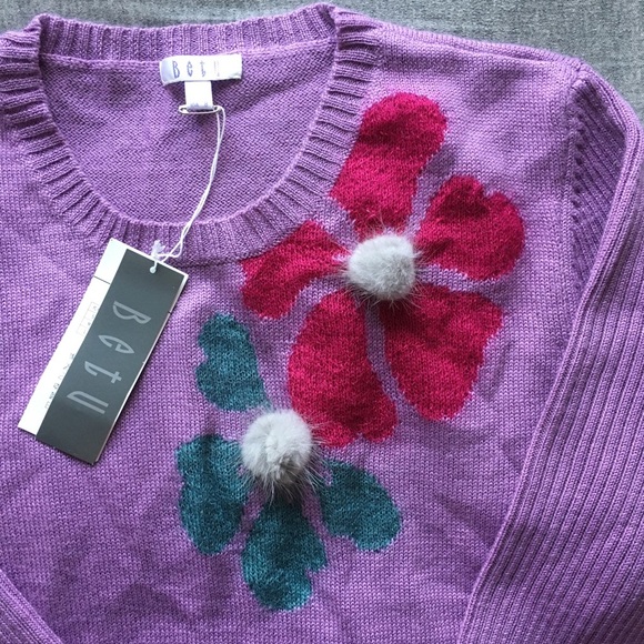 NWT Retro Flower Wool Sweater - Picture 4 of 6